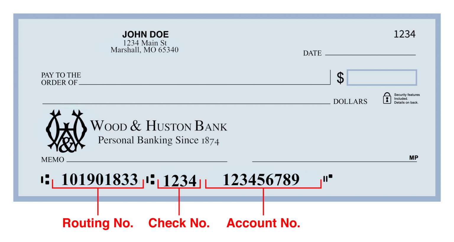 Routing Number Wood and Huston Bank