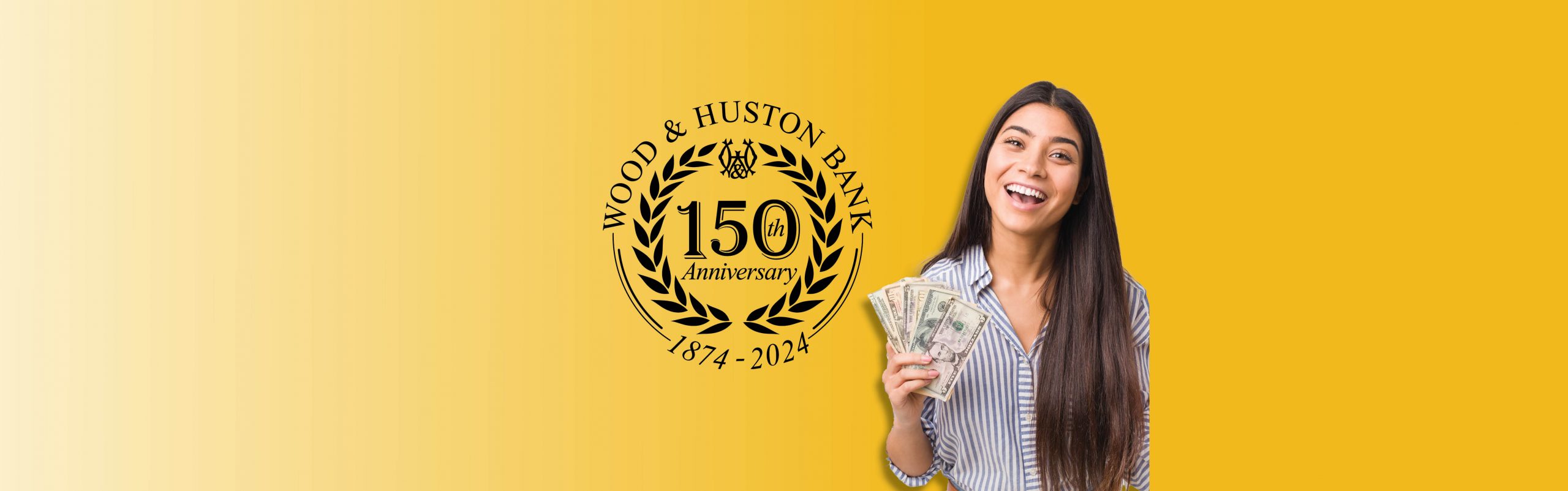 We Are Celebrating 150 Years of Serving You! Wood and Huston Bank