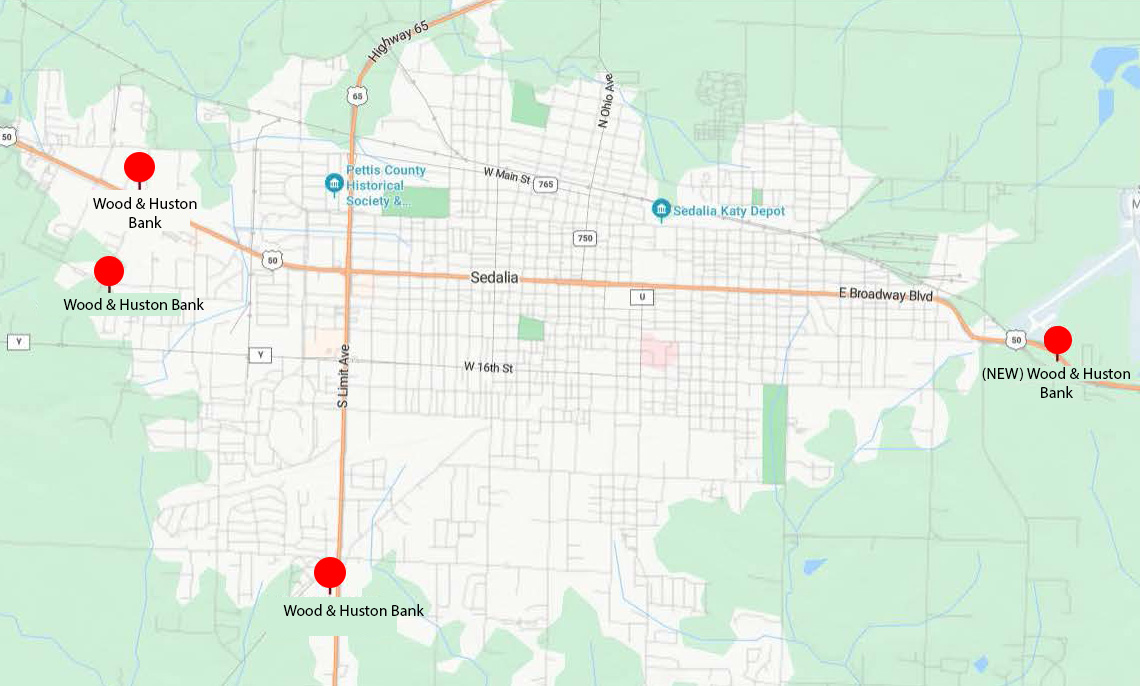 Attention Sedalia & Pettis County Customers! Wood and Huston Bank